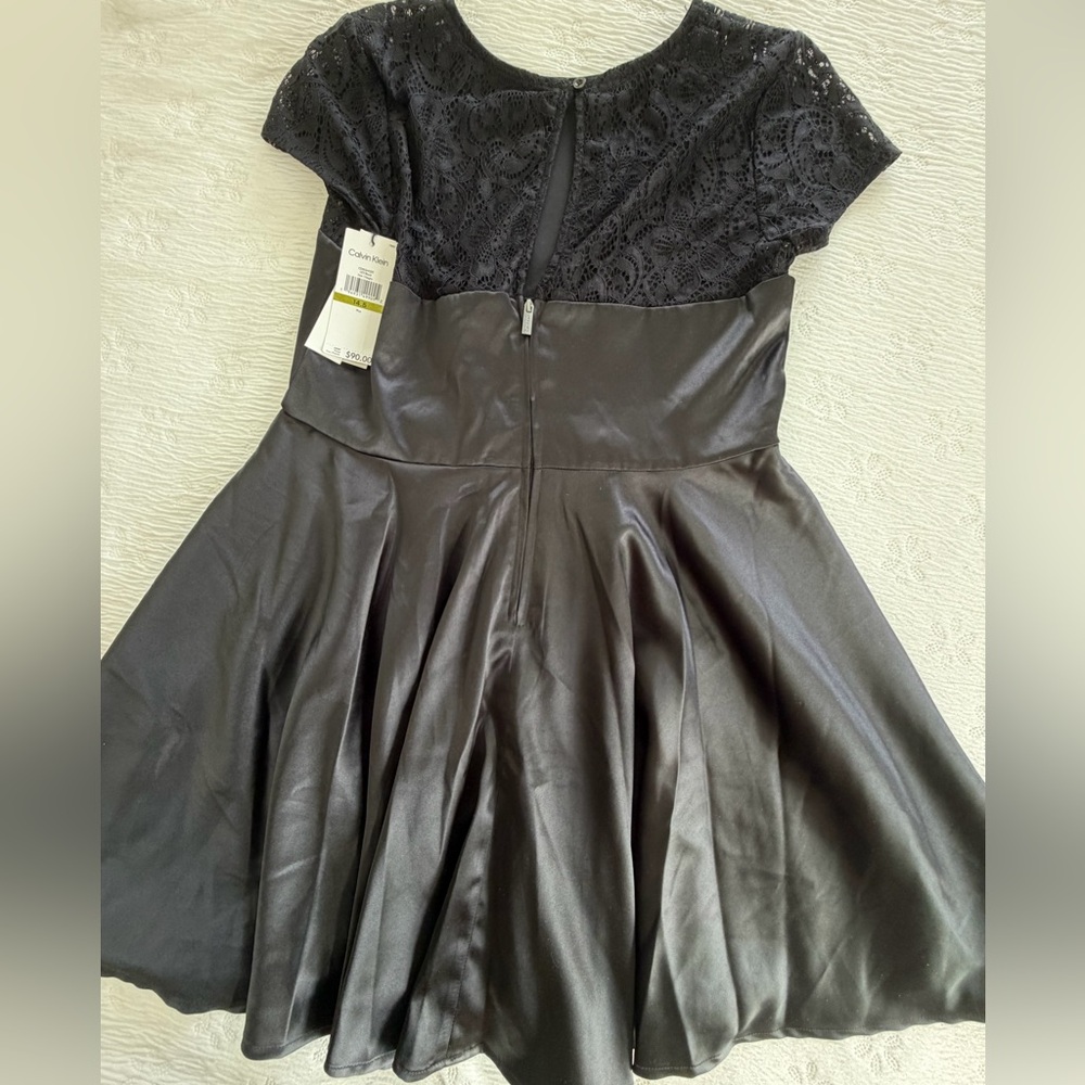 NWT Calvin Klein Girl’s Dress black satin size 14.5 - Picture 4 of 14